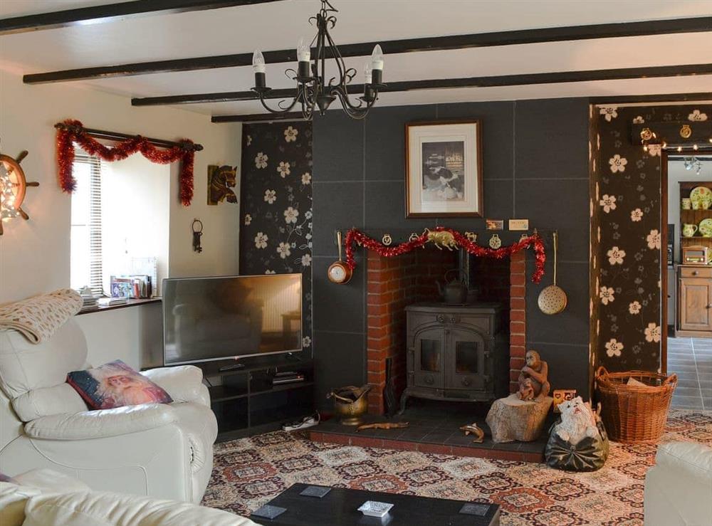 Living room at Christmas at Rallt Fawr in Gwalchmai, Gwynedd