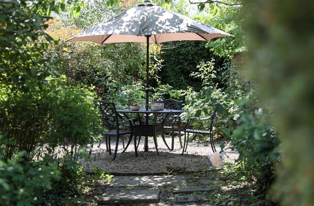 A dining table and parasol