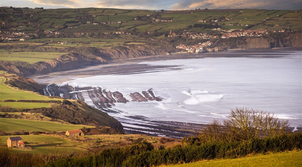 A view of the bay near Ravenscar Chapel Cottage, North Yorkshire at Ravenscar Chapel Cottage in Scarborough, North Yorkshire