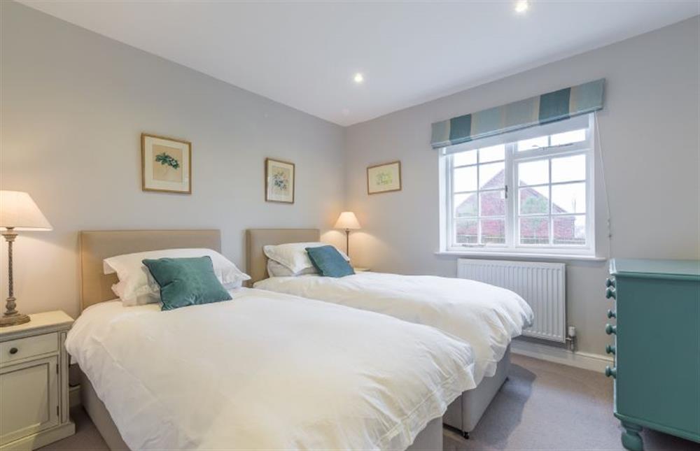 Ground floor: Bedroom two has full size twin beds at Red Gables, Burnham Market near Kings Lynn