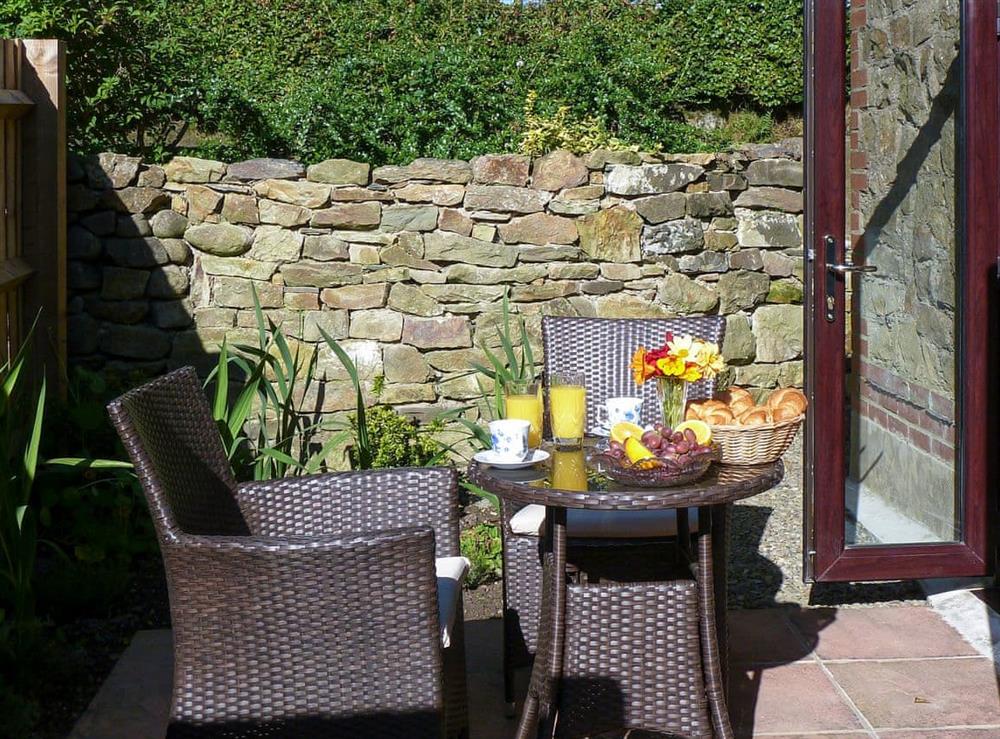 Delightful patio area at Red Kite Cottage  in Maesymeillion, near New Quay, Ceredigion, Dyfed