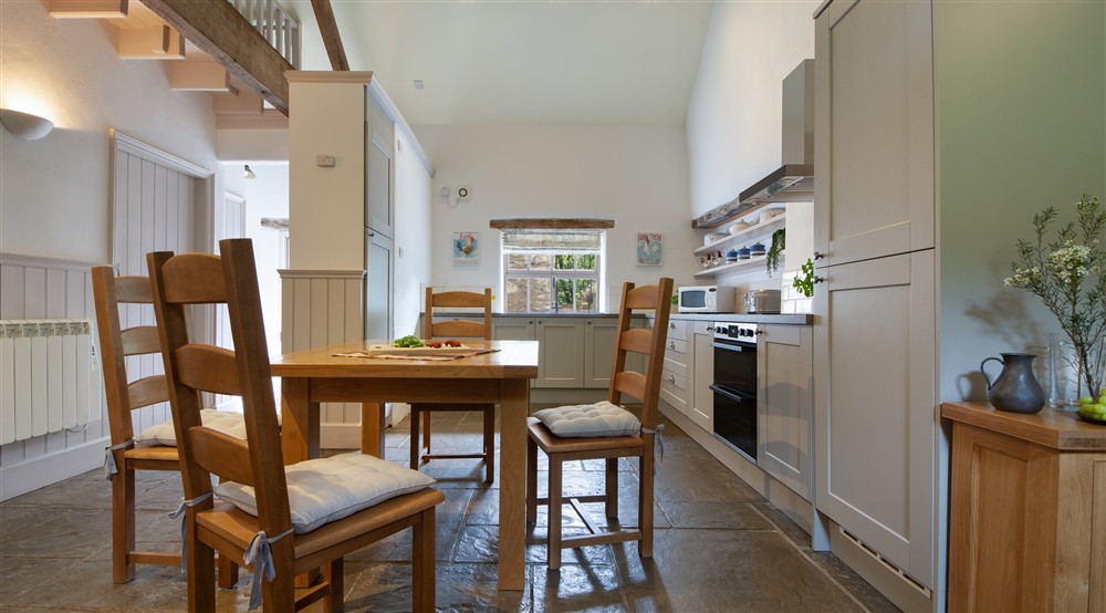 The dining area and kitchen at Redhurst in Nr Ashbourne, Derbyshire