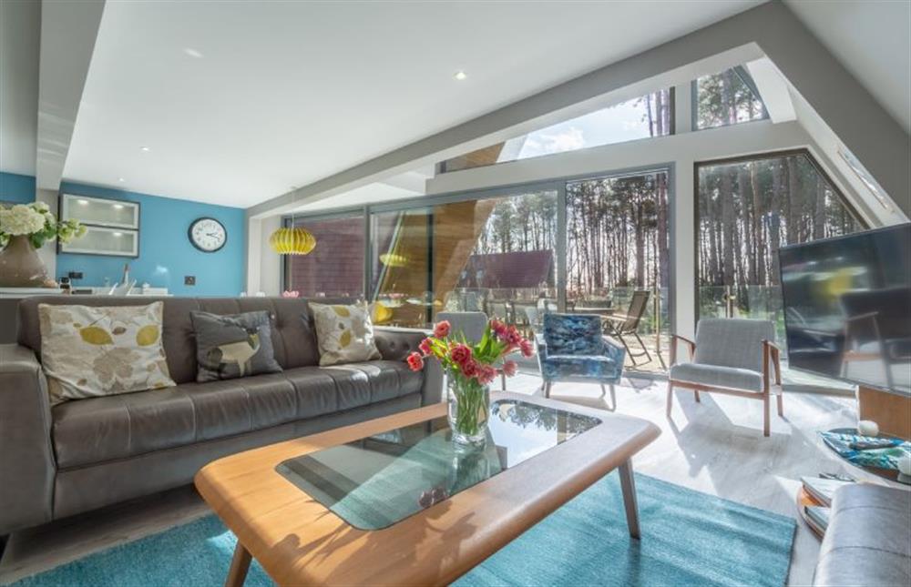Reedcutter Lodge: A sunny open plan living space at Reedcutter Lodge, Weybourne near Holt