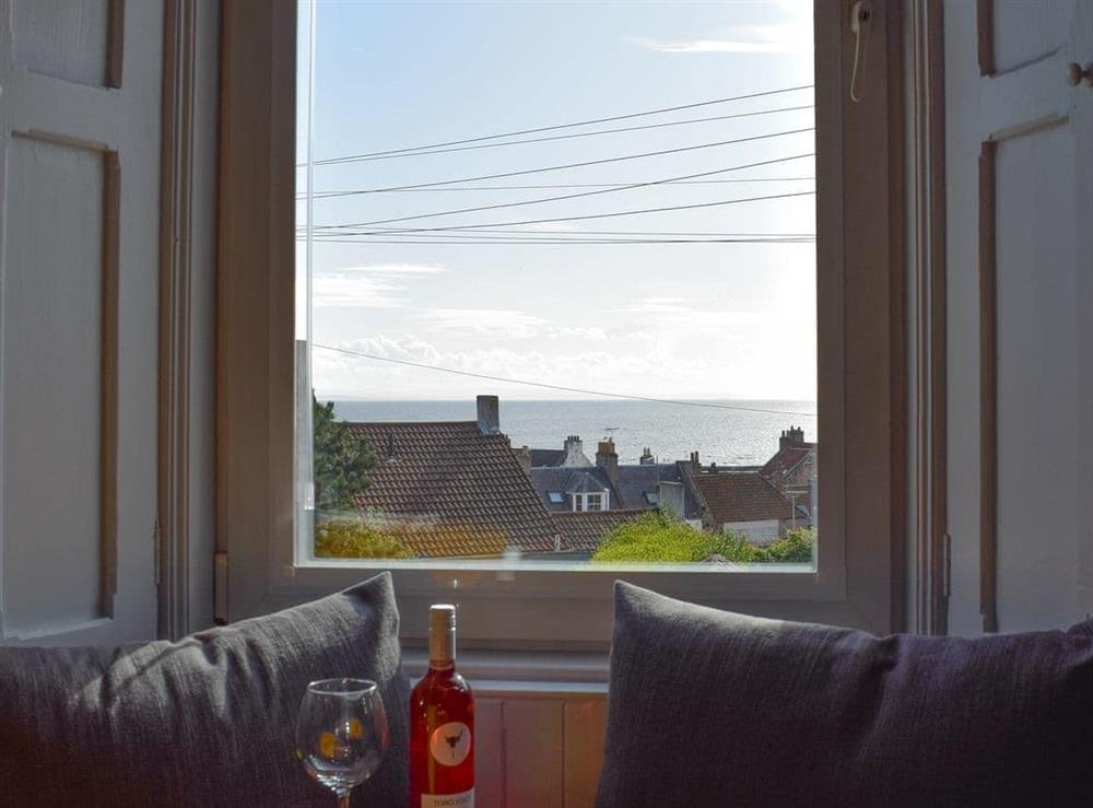 Stunning sea views from the living area at Reflections in St Monans, near Anstruther, Fife