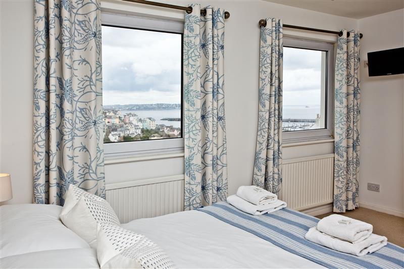 Double bedroom with views over the sea at Rest A Shore, Brixham, Devon