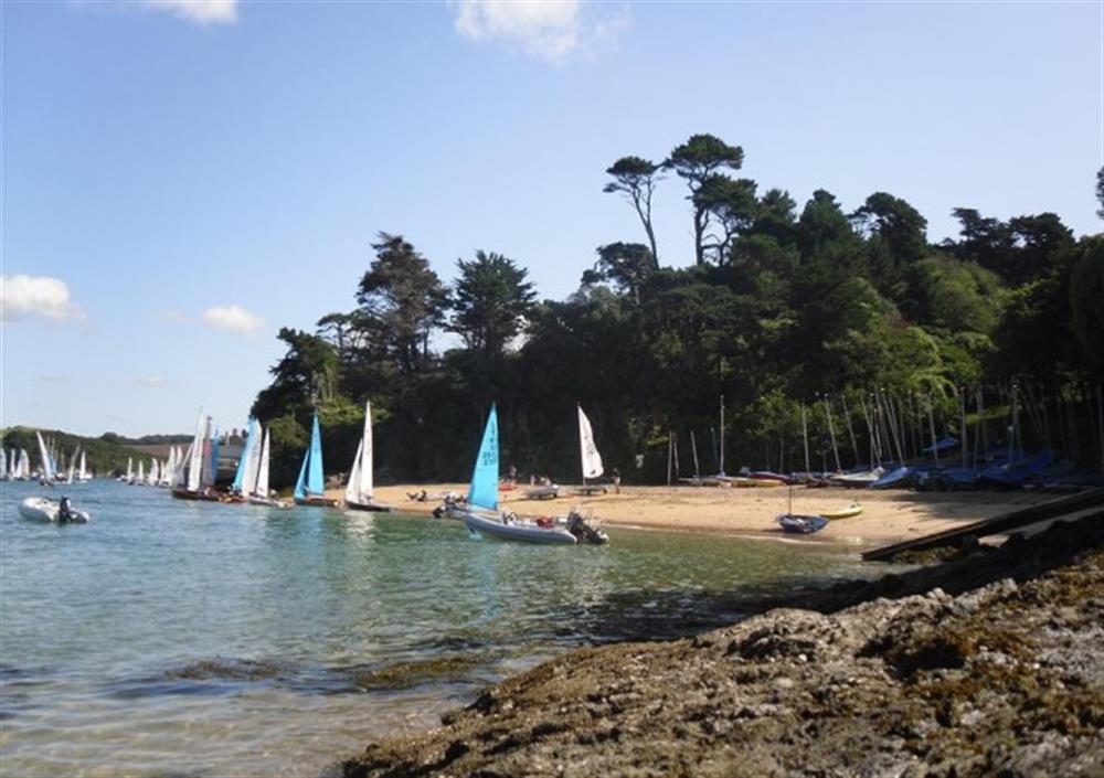 Beach across the estuary accessible by passenger ferry at Rest Harrow in Salcombe