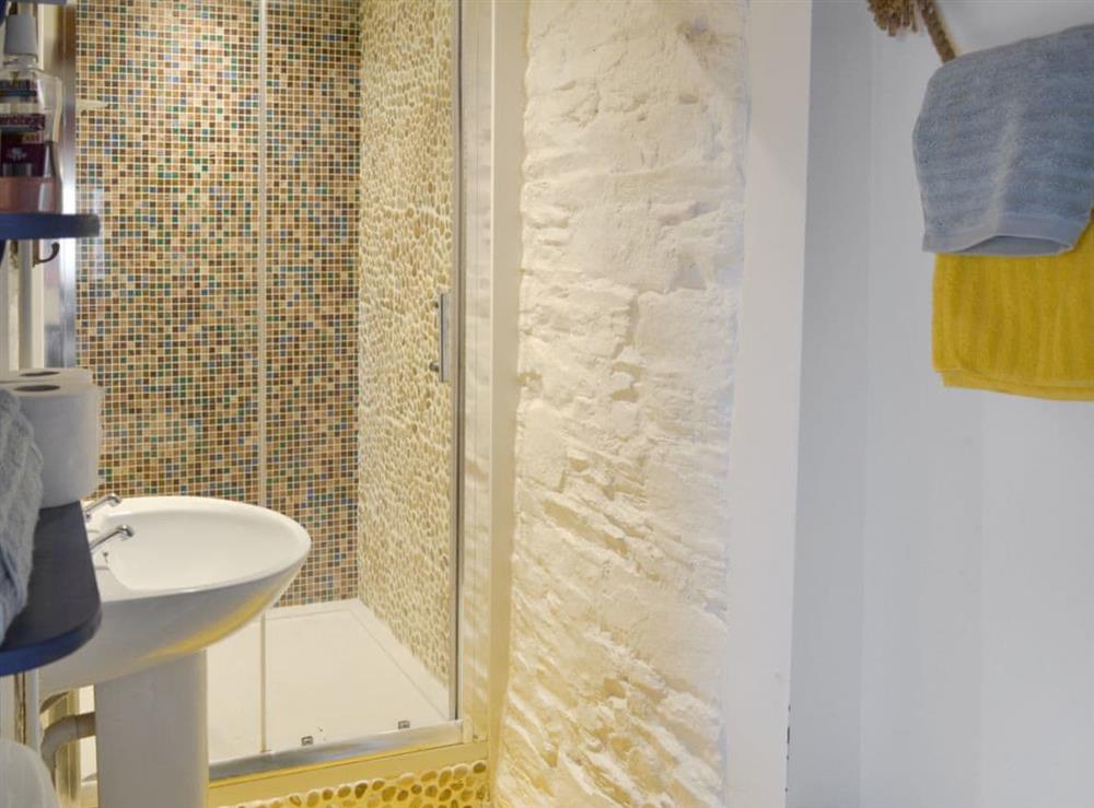 Modern shower room at Revels Retreat in Brixham, Devon