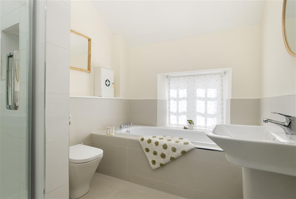 First floor: Family bathroom with bath and separate walk-in shower at Rexton House, Llantwit Major