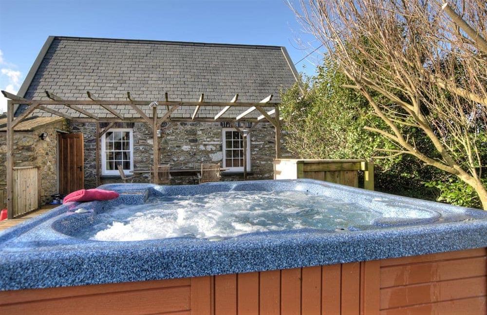 The hot tub at Rhosson Chapel Cottage in St Justinians, Pembrokeshire, Dyfed