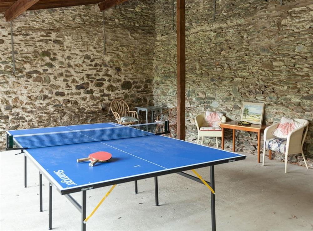Table tennis within the outdoor games area at Rhydloes Mill in Llansilin, near Oswestry, Powys