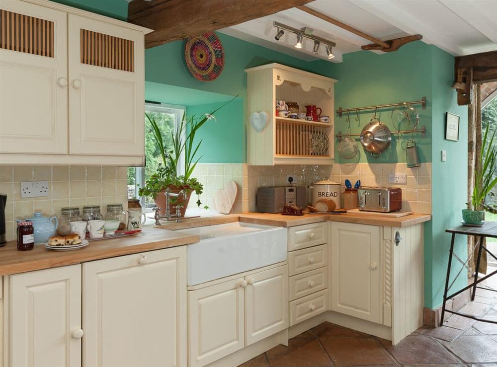 Well-equipped kitchen at Rhydloes Mill in Llansilin, near Oswestry, Powys