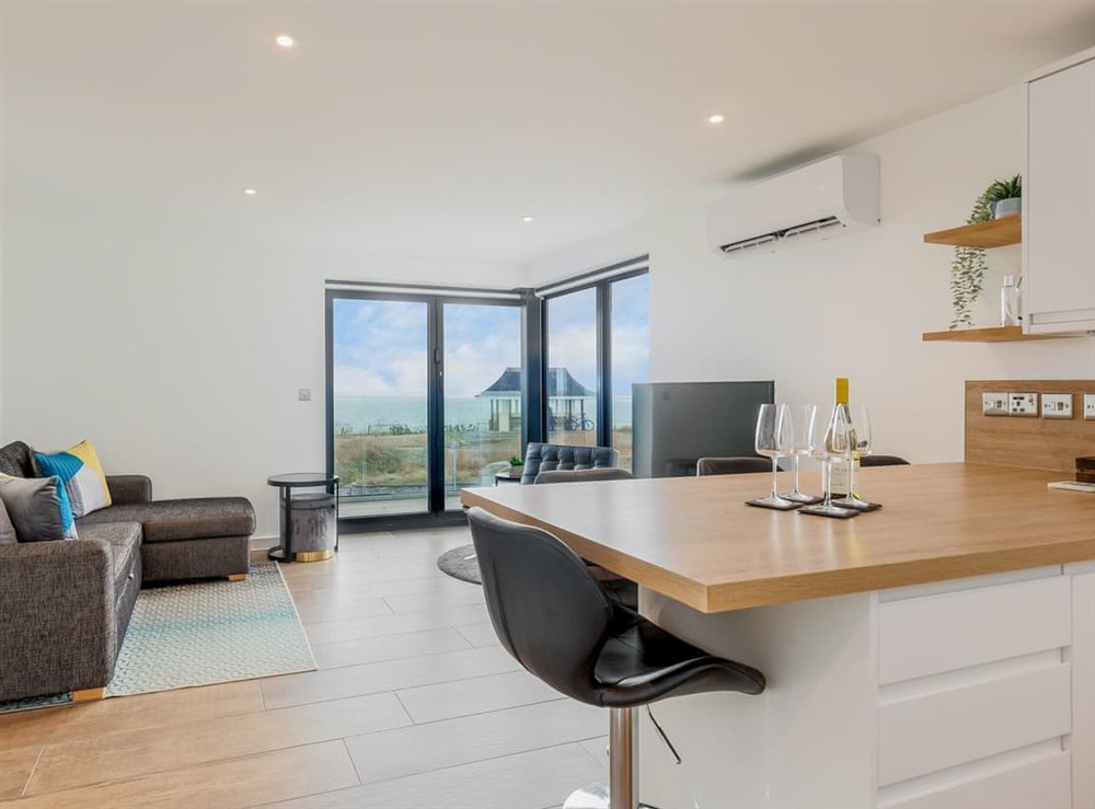 Open plan living space at Rise and Shine in Southbourne, near Christchurch, Dorset