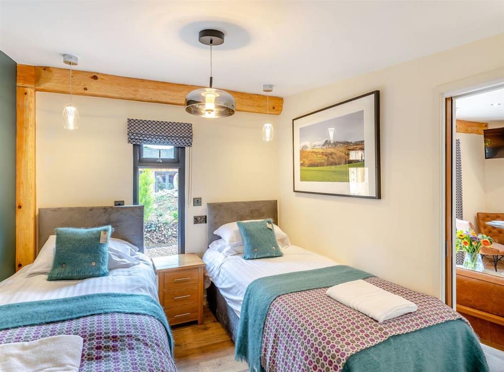 Twin bedroom at River Banwy Lodge in Welshpool, Powys
