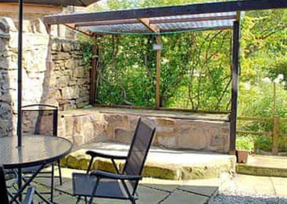 Sitting-out-area at River Cottage in Darley Bridge, near Matlock, Derbyshire