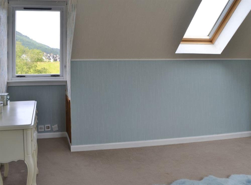 Tastefully decorated bedroom with scenic views at River Mill House in Ballachulish, near Fort William, Argyll