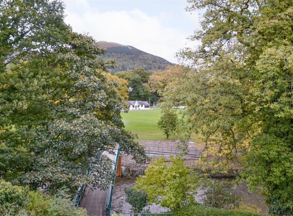 View from bedroom window overlooking Fitz Park at RiverBank  in Keswick, Cumbria