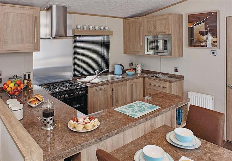 Kitchen in a lodge at Rivers Edge at Rivers Edge in Ingleton, Lancashire
