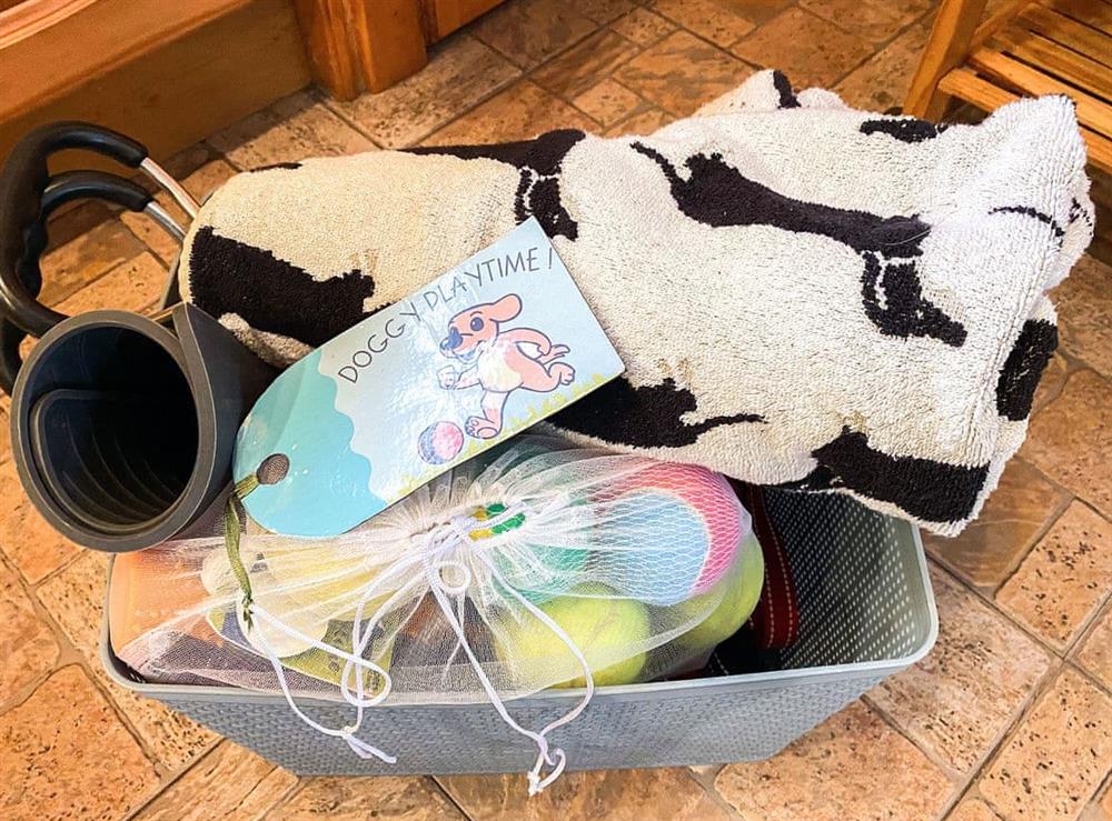 Not forgetting the dogs, plenty of toys, dishes, leads, in case you’ve forgotten anything. Also their own towels for wet paws at Riverside Cottage in Drumnadrochit, near Loch Ness, Highlands, Inverness-Shire