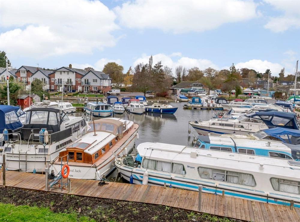 View over the marina at Riverside Cottage in Loddon, Norfolk