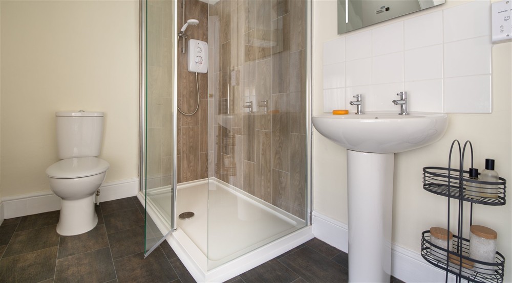 The shower room at Riverside Cottage in Lynton, North Devon