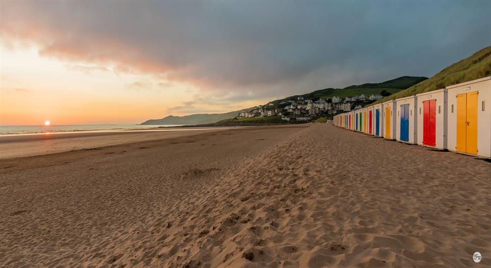 The sunset from Woolacombe beach huts, Devon at Riverside Cottage in Lynton, North Devon
