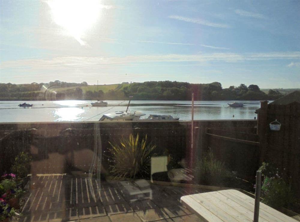 Looking through the patio doors to the river at Riverside Mews in Bideford, Devon