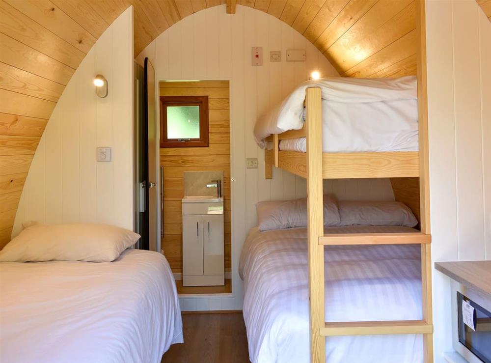 Glamping pod with kitchen, sleeping area and shower room at Riverside Mill & Glamping Pod in Patton, near Kendal, Cumbria