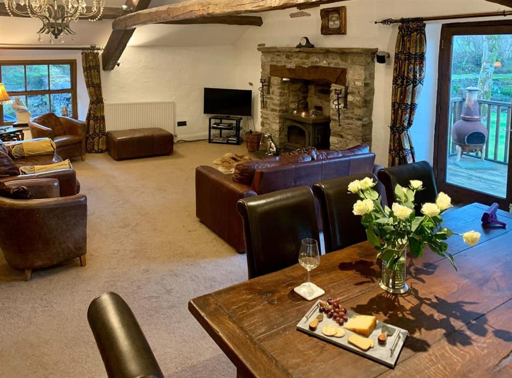 Living room/dining room at Riverside Mill & Glamping Pod in Patton, near Kendal, Cumbria