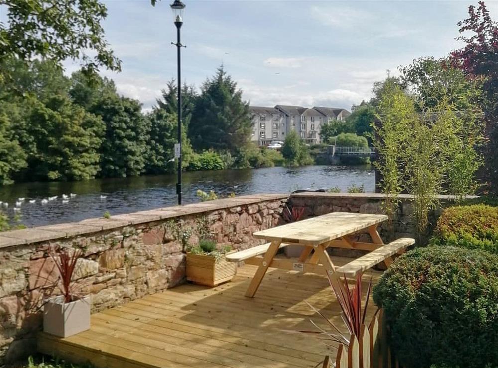 Sitting-out-area at Riverside View in Nairn, Morayshire