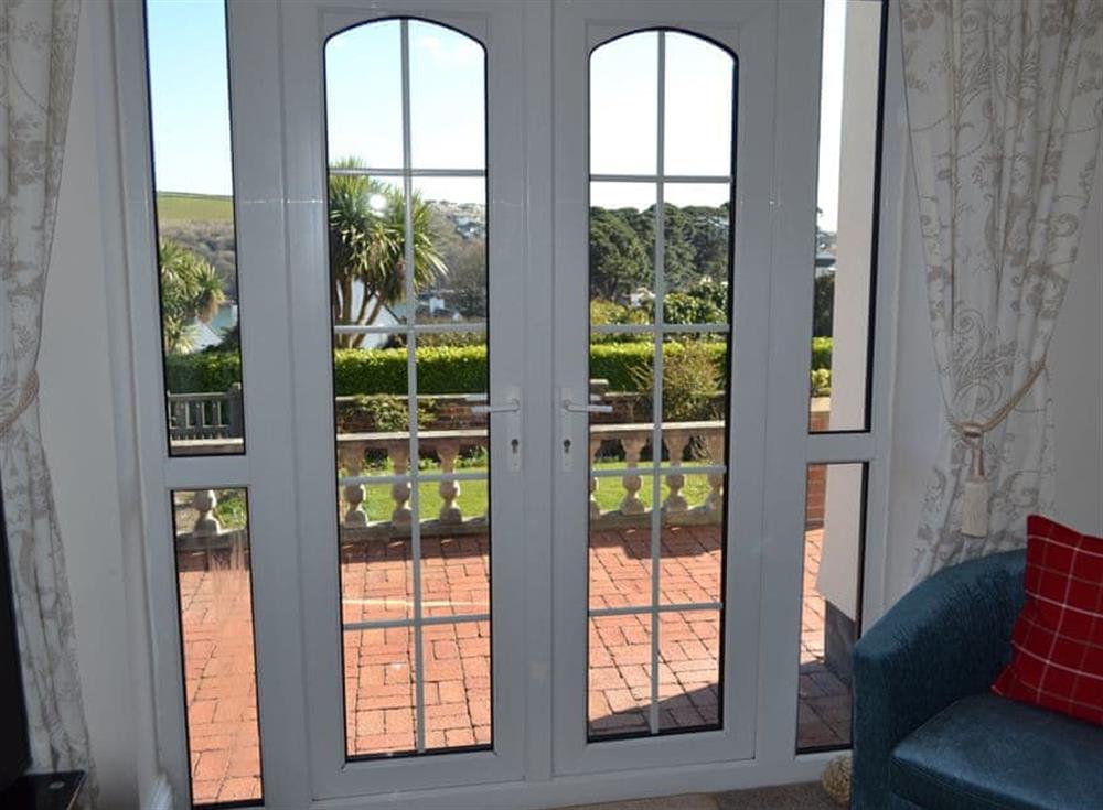 French doors lead into the terrace at Riverview, 20 Park Road in Fowey, Cornwall