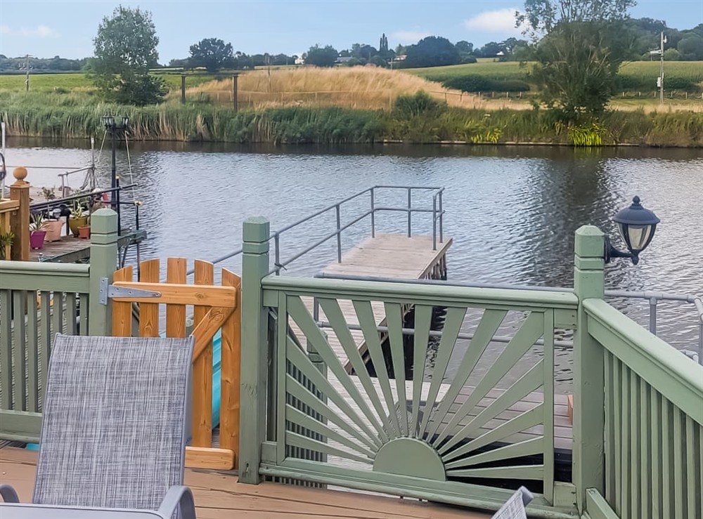 Decking at Riverview Cottage in Acton Bridge, near Northwich, Cheshire