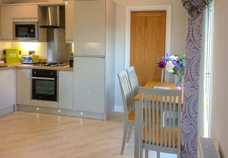 Kitchen area in the Chatsworth Lodge at Riverview Holiday Park in Newcastleton, Scottish Borders