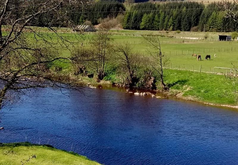 River running by the park at Riverview Holiday Park in Newcastleton, Scottish Borders