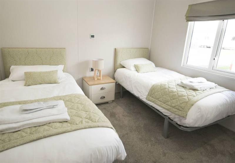 Twin bedroom in the Platinum Lodge 2 at Riviera Bay Lodges in Brixham, Devon