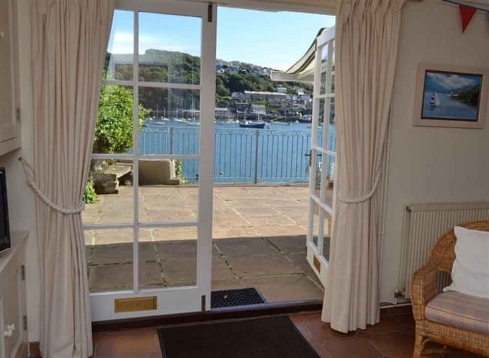 Looking out onto the river from the lower ground floor at Roadstead in Fowey, Cornwall
