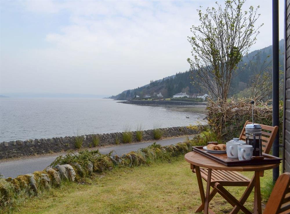Amazing views from the garden at Rock Cottage in Ardentinny, near Dunoon, Argyll and Bute, Scotland