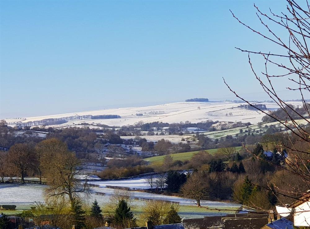 Wonderful Winter snow scene view from the property at Rock Cottage in Birchover, near Matlock, Derbyshire