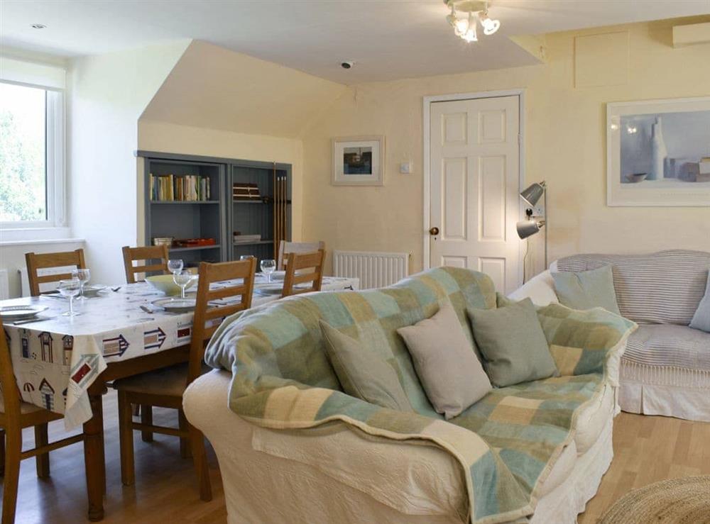 Spacious living and dining room at Clock Cottage, 