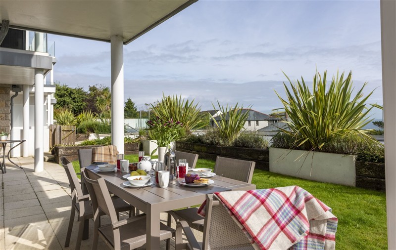 Enjoy a glass of wine on the patio at Rockpool at Salt, Cornwall
