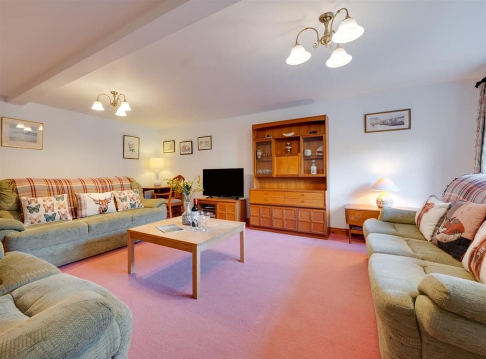 Living room at Rockpool Retreat in Slapton, Devon