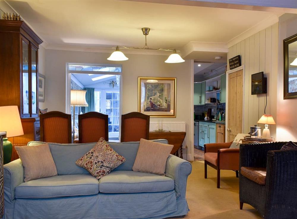 Spacious living area which leads to the kitchen at Rodwell Trail Cottage in Weymouth, Dorset