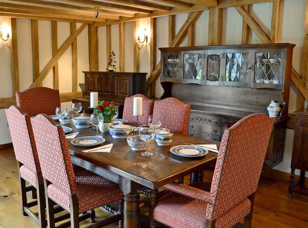 Elegant dining area at Romden Barn in Smarden, near Ashford, Kent