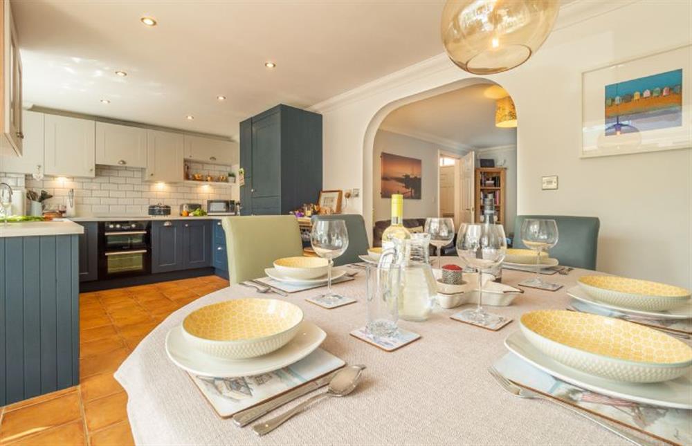 Ground floor: Dining area and modern kitchen at Roof Top View, Wells-next-the-Sea