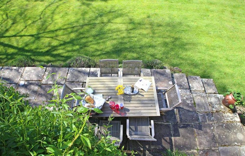 Birds eye view of the patio at Roosthole, Mannings Heath, Sussex