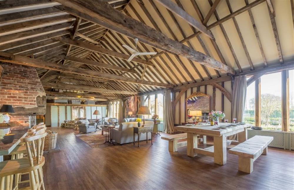 Open-plan living space at Rose and Court Barn, Stoke By Nayland