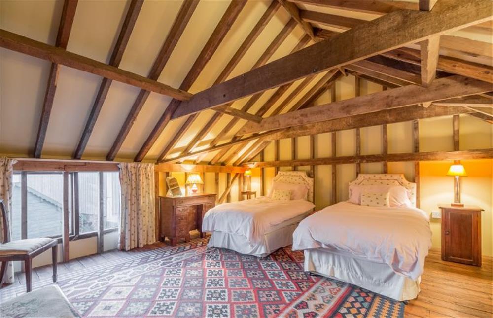 Twin bedroom in mezzanine at Rose Barn, Stoke By Nayland