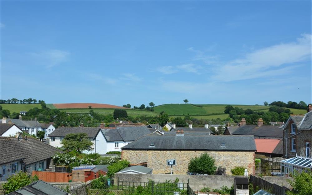 Rural views from the bedroom at Rose Cottage Annexe in Colyton