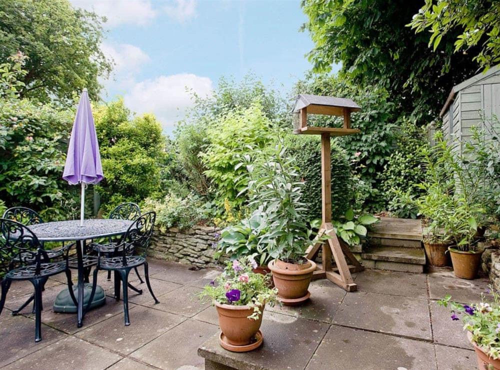 Sitting-out-area at Rose Cottage in Cold Ashton, Wiltshire., Great Britain