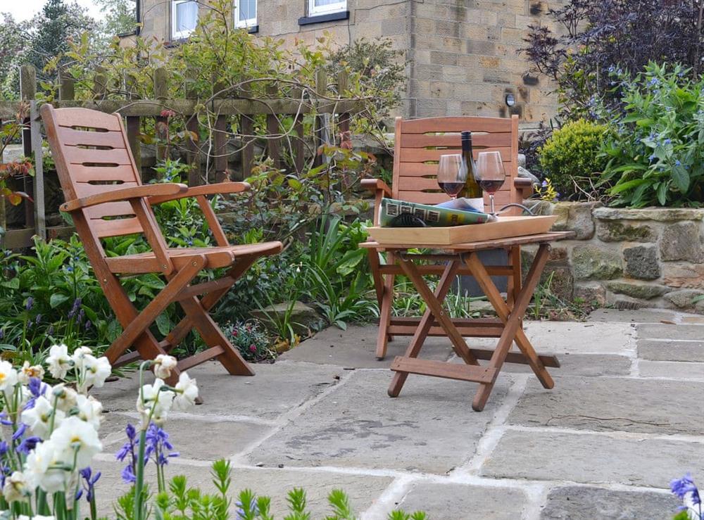 Relaxing outdoor space at Rose Cottage in Fylingthorpe, near Whitby, Yorkshire, North Yorkshire
