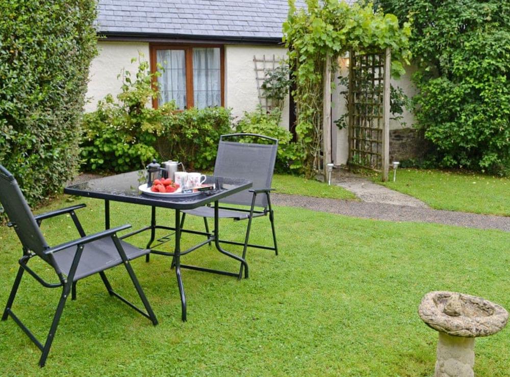 Delightful, private garden area at Rose Cottage in Hartland, Devon
